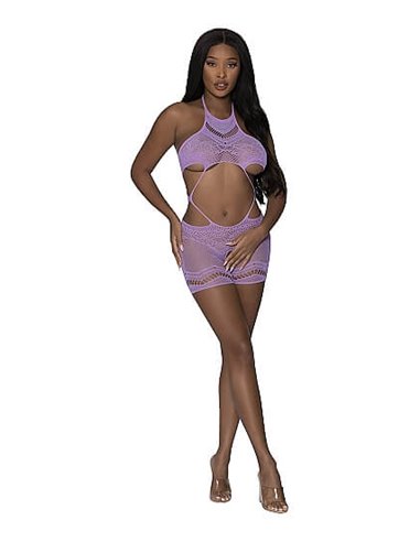 Exposed Seamless Crotchless Romper Purple