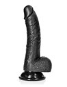 RealRock Curved Realistic Dildo with Balls and Suction Cup 18 cm Black