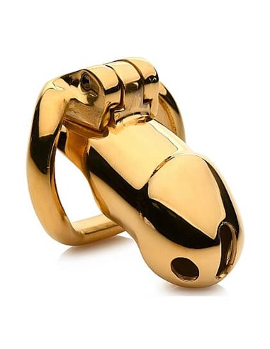 Master Series Midas Locking Chastity Cage 18K Gold Plated Gold