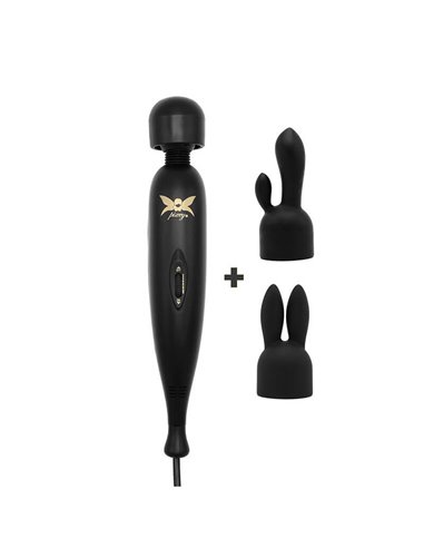 Pixey Turbo Wand Vibrator with 2 Attachments Black