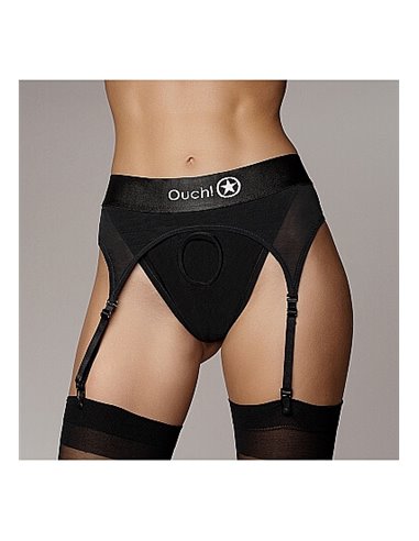 Ouch Vibrating Strap-on Thong with Adjustable Garters XS/S