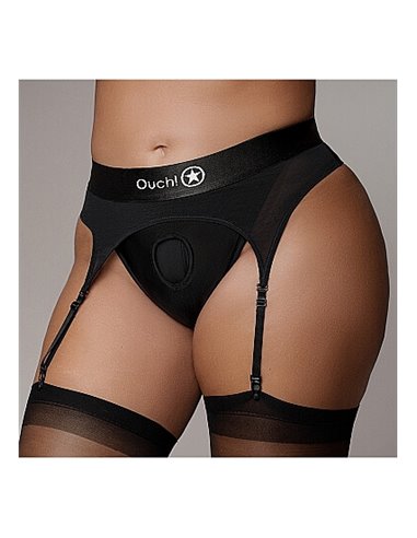 Ouch Vibrating Strap-on Thong with Adjustable Garters XL/XXL