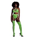 Glow in the Dark Two Piece Crop Top and Stockings Neon Green Xs/XL