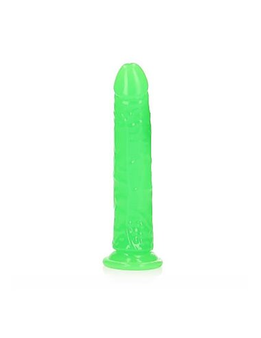 RealRock Slim Realistic Dildo with Suction Cup GitD Green 22.5 cm