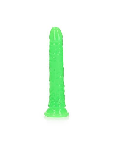 RealRock Slim Dildo with Suction Cup GitD 20 cm Neon Green