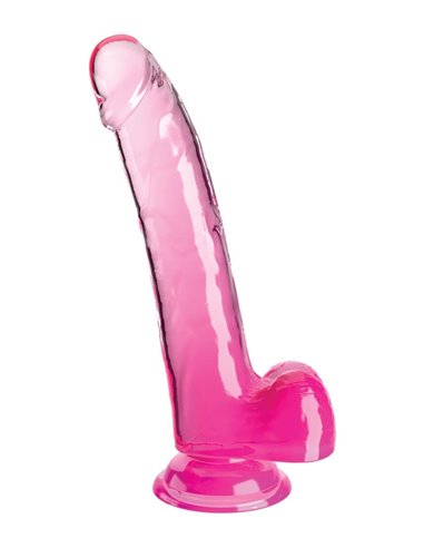 Pipedream King Cock Clear 9 with Balls Pink