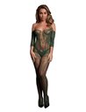 Le Desir Lace Long Sleeved Bodystocking Midnight Green One Size