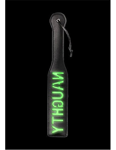 Ouch Naughty Paddle Glow in the Dark Black Neon Green