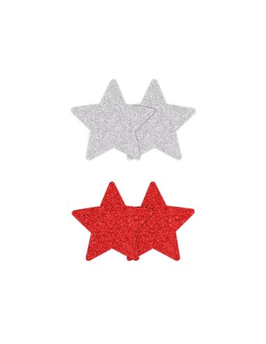 NS Novelties Pasties Glitter Stars 2 Pair Red