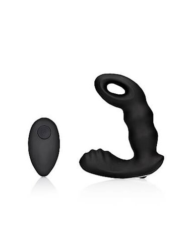 Ouch Beaded Vibrating Prostate Massager With Remote Control Black