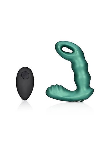 Ouch Beaded Vibrating Prostate Massager With Remote Control Green