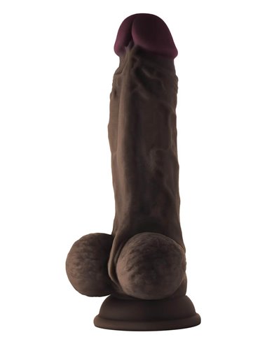 Shaft Model A 7.5 Inch Liquid Silicone Dong with Balls Mahogany 
