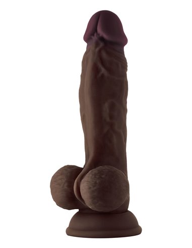 Shaft Model A 9.5 Inch Liquid Silicone Dong with Balls Mahogany