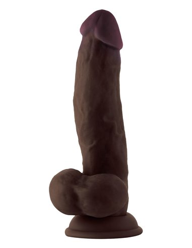 Shaft Model N 8.5 inch Liquid Silicone Dong with Balls Mahogany