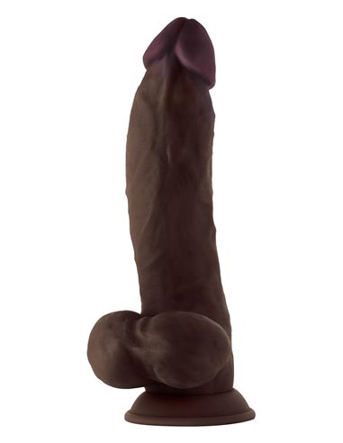 Shaft Model N 9.5 inch Liquid Silicone Dong with Balls Mahogany