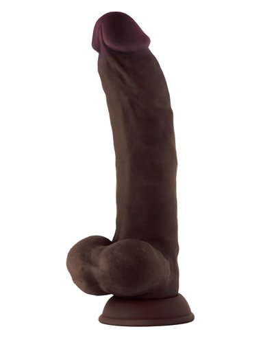 Shaft Model C 9.5 inch Liquid Silicone Dong with Balls Mahogany
