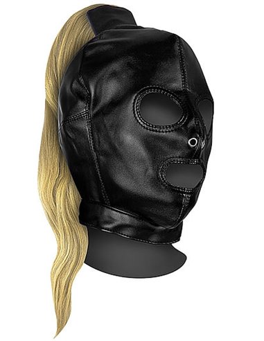 Ouch Mask with Blonde Ponytail Black
