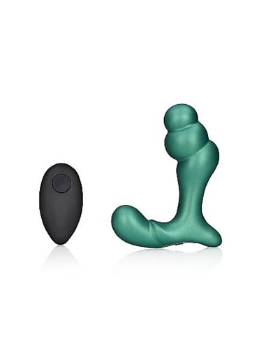 Ouch Stacked Vibrating Prostate Massager with Remote Control Metallic Green