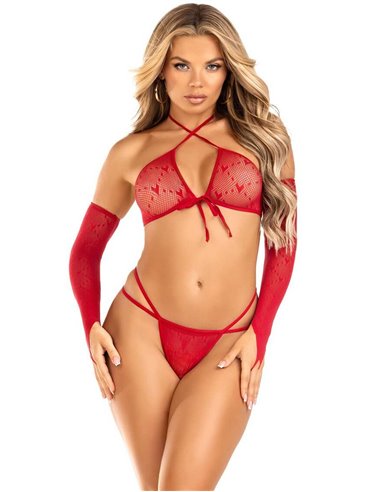 Leg Avenue Crop Top with Gstring and Gloves