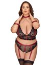Cottelli Collection Longline bra and crotchless suspender thong XL