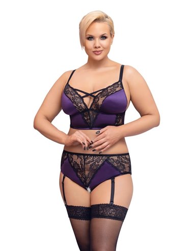 Cottelli Collection Bralette and crotchless suspender briefs XXL