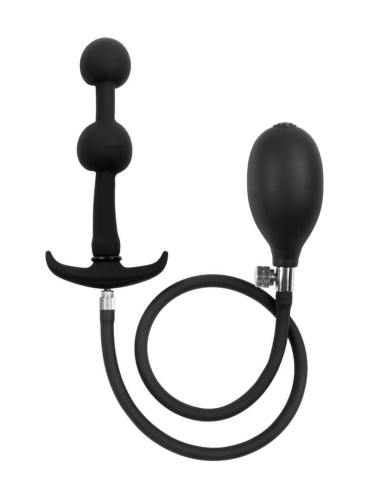 Rimba Latex Play Inflatable Anal Plug with double balloon and pump black