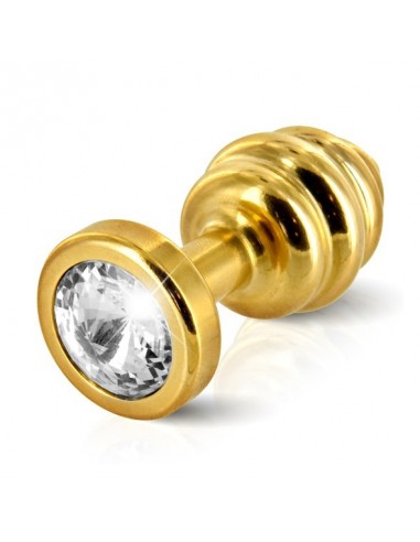 Diogol Anni Buttplug ribbed gold plated 30 mm