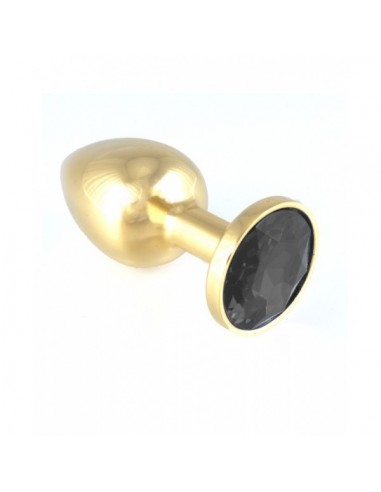 Rimba Gouden buttplug met zwart kristal klein