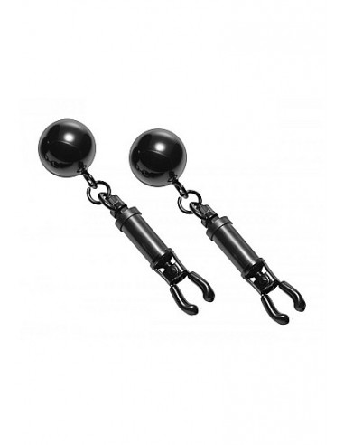 Master series Black bomber nipple clamps with ball weights