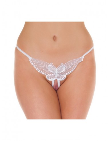Amorable white open thong