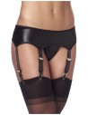 Amorable Wetlook Suspenderbelt with G-string and stockings
