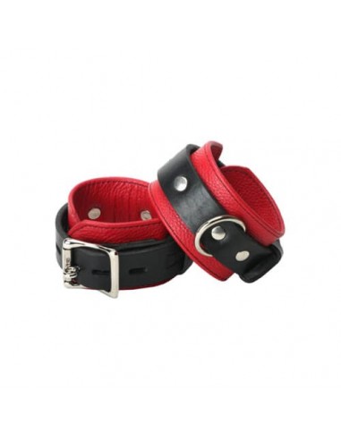 Strict leather Deluxe red leather cuffs small