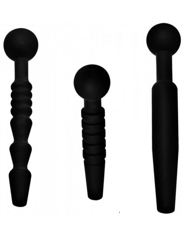 Master Series Dark rods 3 piece silicone penis plug