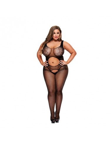 Baci Open front crotchless jaquard bodystocking Queen size