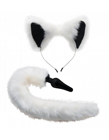 Tailz White fox buttplug & haarband set