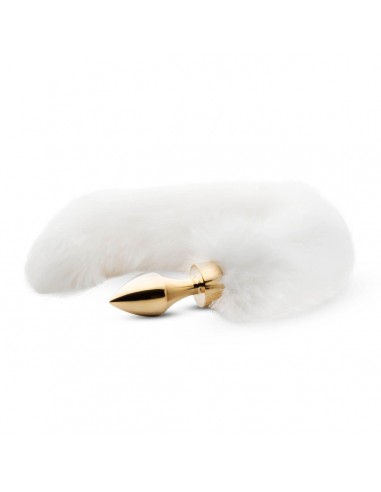 Small gold butt plug with white fox tail