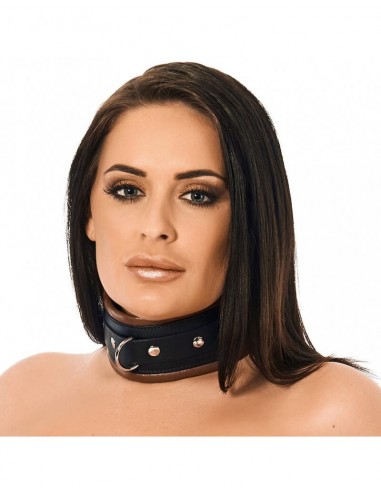 Rimba Luxe gevoerde halsband met bruine rand S/M