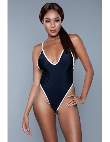 Be Wicked Swimwear Payton Swimsuit Black White XL