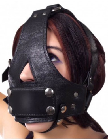 Strict Leather Bishop head harness with removable gag