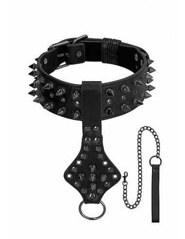 Ouch Neck chain with spikes and leash