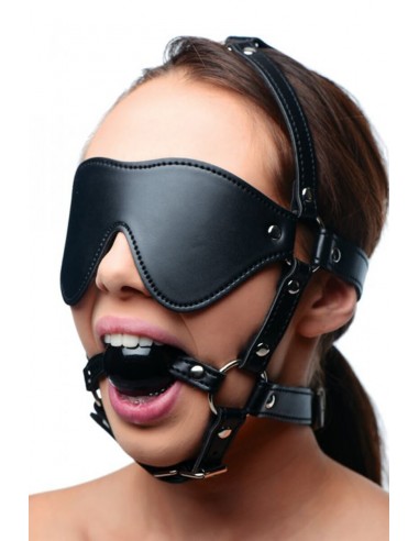 Strict Blindfold harness and ball gag