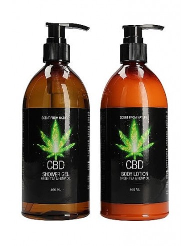 CBD Bath and shower Care set Luxe care set Green tea hemp oil
