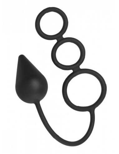 Master Series Triple threat silicone cock ring with butt plug