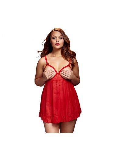 Baci red sheer babydoll with open Bra cups Queensize