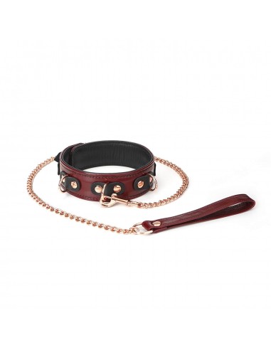 Liebe Seela Wine Red Leather collr with leash