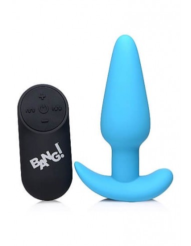 Bang 21X Vibrating Silicone butt plug remote controlled Blue