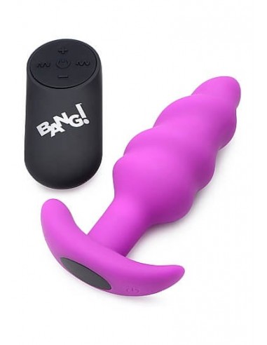 Bang 21X Vibrating Silicone Swirl butt plug remote controlled Purple