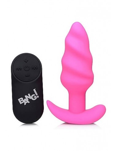 Bang 21X Vibrating Silicone Swirl butt plug remote controlled Pink