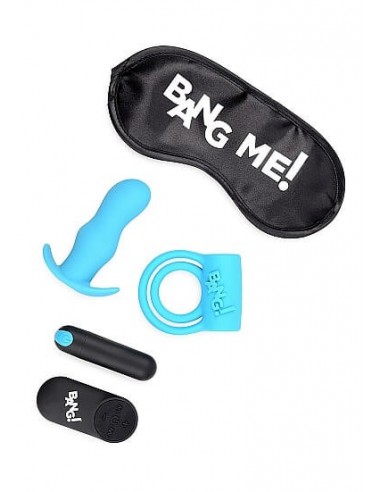 Bang Duo blast C ring butt plug bullet and blindfold kit blue