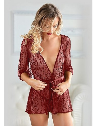 Allure Leopard lace robe with G-string One size